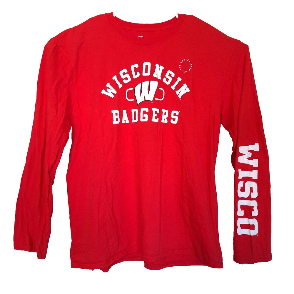 Fanatics Wisconsin Badgers Team Red Long Sleeve Shirt, Men's Size XL